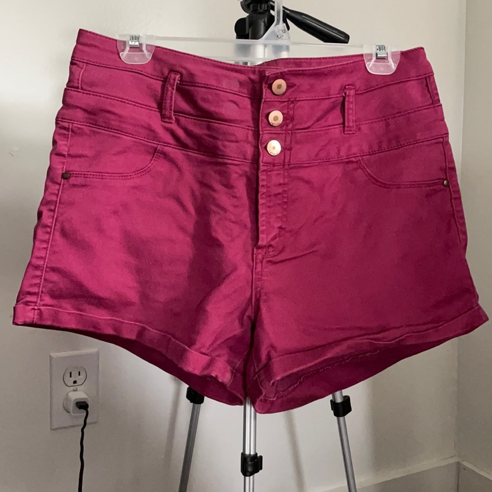 Burgundy high waisted shorts